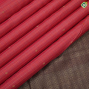 peach pink gold zari and silk thread checks self gold zari peacock butta lines diamond border traditional silk saree
