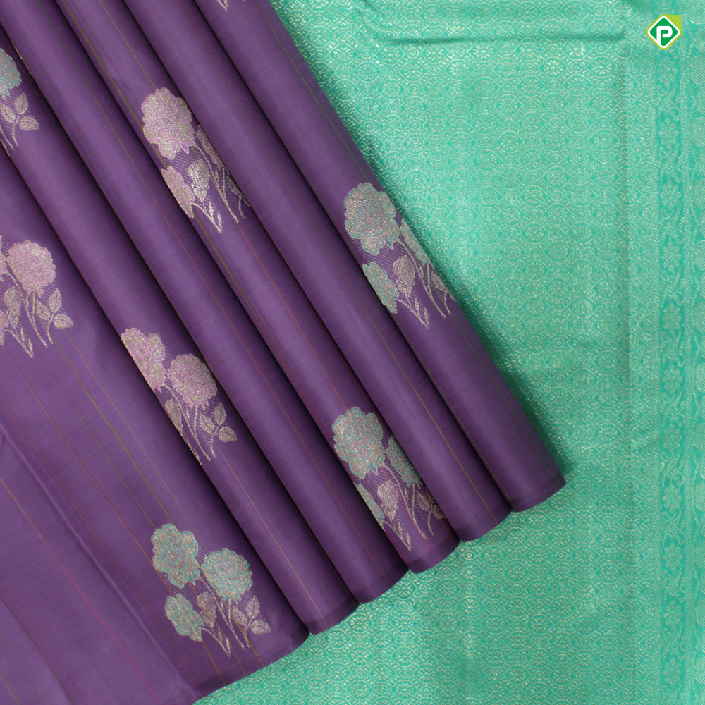 Lavender Pink Colour Small Rose Flower Motifs Trendy Silks Saree