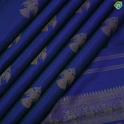 peacock blue gold zari gandapiranda butta self gold zari diamond design border traditional silk saree
