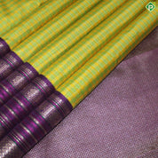 Multi color Gold Zari Checked Design With Dark Pink Peacock And Mayilkan Design Border Traditional Silk Saree