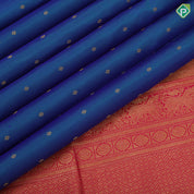 Peacock Blue Gold Zari Small Butta Design Magenta Colour Bavanji Border Design Traditional Silk Saree