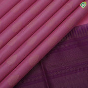 Baby pink gold zari fancy leaf butta motifs purple plain border contrast grand pallu soft silk saree