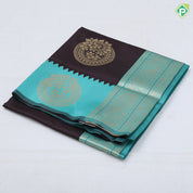 coffee brown gold zari fancy flower round butta contrast zari lines border soft silk saree