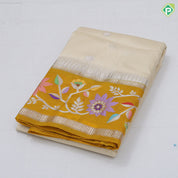 Bright Colour Based Small Motif Design Contrast Border Floral Flower Border Fancy Cotton Saree