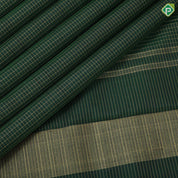 Bottle green gold zari vairaoosi kattam window panel self gold zari mayikan border koorai silk saree