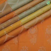 Multi yellow color gold zari zig zag design grand pallu concept borderless soft silk saree