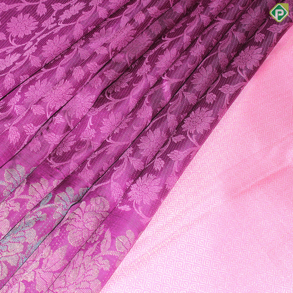 Mulberry Purple Color Silver Zari with self Color Meena Work Border Trendy Silk Saree