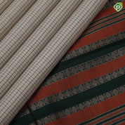 Cream White Thread Checked Design Block Colour Ruthracham Vairaoosi Lines Border Design Traditional Silk Saree