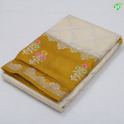 Dark Colour Based Silver Zari Diamond Cross Design Contrast Border Flower Design Fancy Cotton Saree