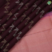 Brown Colour Gold Silver Zari Floral Design Baby Pink Peacock Border Design Trending Fancy Silk Saree