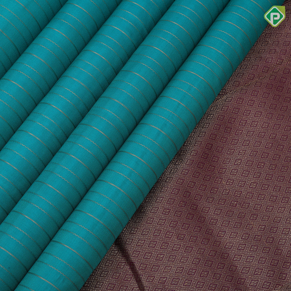 Rexsona Green Gold Zari Velthari Lines Design Red Wine Colour Ruthracham Chagaram Border Design Traditional Silk Saree