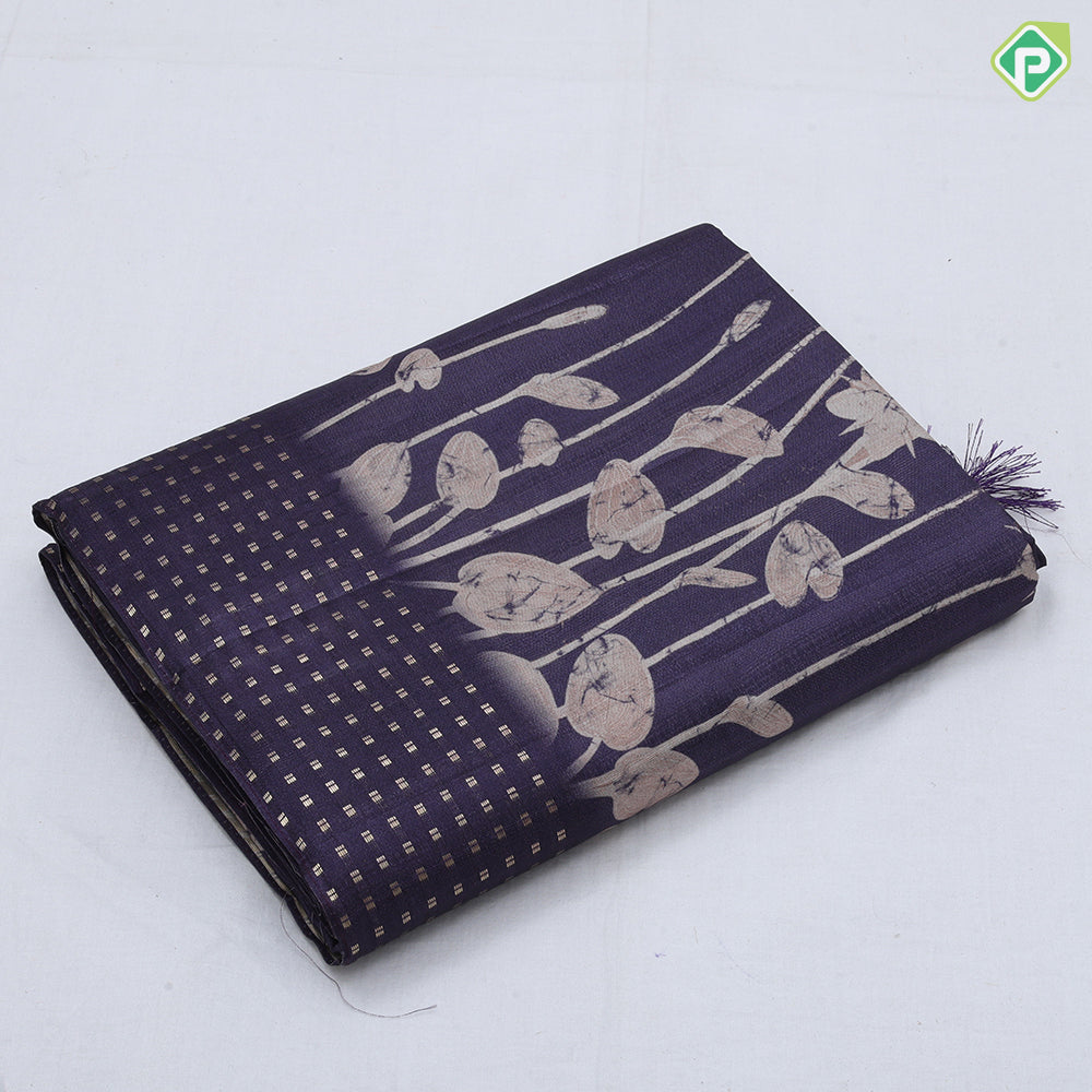 Solid color cream fancy plant design self gold zari button border fancy cotton saree
