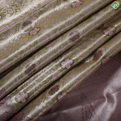 Lemon green Neem zari floral design purple neem zari turning border tissue art silk saree