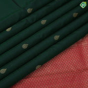 Bottle Green Gold Zari Small Motif Chilly Red Ruthracham Weave Border Design Traditional Silk Saree