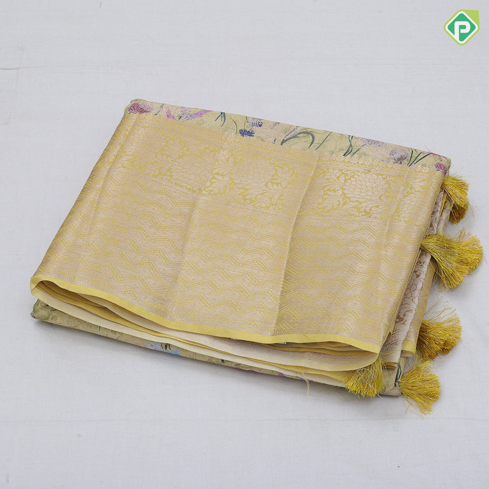 Light Trendy Colour Based Flowers Design Border Floral Weave Design Fancy Cotton Saree