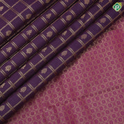 Violet gold zari window panel mid fancy butta pink gold zari fancy border Pure Mix silk saree