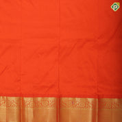 Peach pink gold zari annam flower butta design orange gold zari rangoli border pattu paavadai lahenka