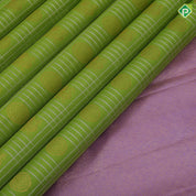 Parrot green Silver zari checks mid gold zari butta motifs lavender gold zari meena work lines border vintage silk saree