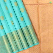 Sea Blue Colour Peacock And Chakra Motifs Traditional Silks Saree