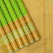 Kelly Green With Beige Colour Small Chakra And Peacock Motifs Traditional Silks Saree