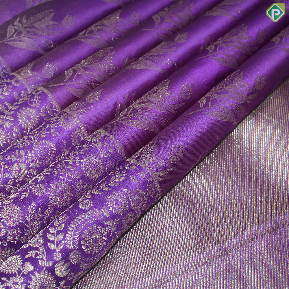 Magenta Color Silver Zari With Self Color Border Tissue Traditional Silk Saree
