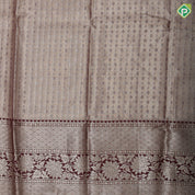 Light pink silver zari sparrow flower grand design brown silver zari diamond and floral meena work pattu paavadai lehanka
