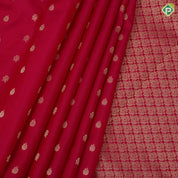 Rani pink gold zari rose peacock butta design self gold zari meena work border traditional silk saree