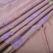 Light Lavender flowers thread work design onion pink god zari rangoli border trendy silk saree