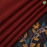 Rust color gold zari lines design grape brown border trending uniform fancy saree
