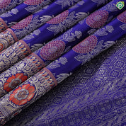 Royal violet blooming flower meena work design self border exclusive bridal silk saree