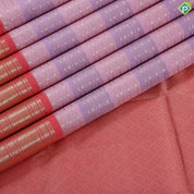 pink lavender base silver gold zari vairaoosi design peach red gold zari multi lines butta border traditional silk saree