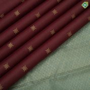Red Brown Gold Zari Vairaoosi Small Motif Rama Green Elephant Peacock Border Design Traditional Silk Saree
