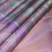 Gray Color Tree Design Gold And Silver Zari With Baby Pink Border Trendy Silk Saree