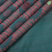Mint green base sunflower and cloud design rama green copper zari border trendy designer silk saree