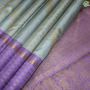 Gray and Light Magenta Color Elephant And Lines Border Traditional Silk Saree