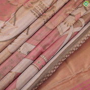 onion pink gold zari Mughal Princess painting weaved design cream mehanthi green border signature edition silk saree