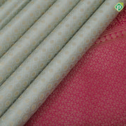 Chalk White Gold Zari Ruthracham Design Dark Pink Flower Ruthracham Border Design Wedding Silk Saree