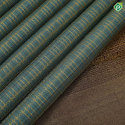 Sage green gold zari designer checks chocolate brown gold zari multi butta lines border vintage traditional silk saree