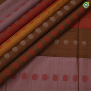 Tri color designed partial lines design borderless color full pallu soft silk saree