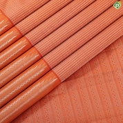 fire Orange silver gold zari fancy Beed stripes design self silver gold zari temple tower trendy tissue silk saree