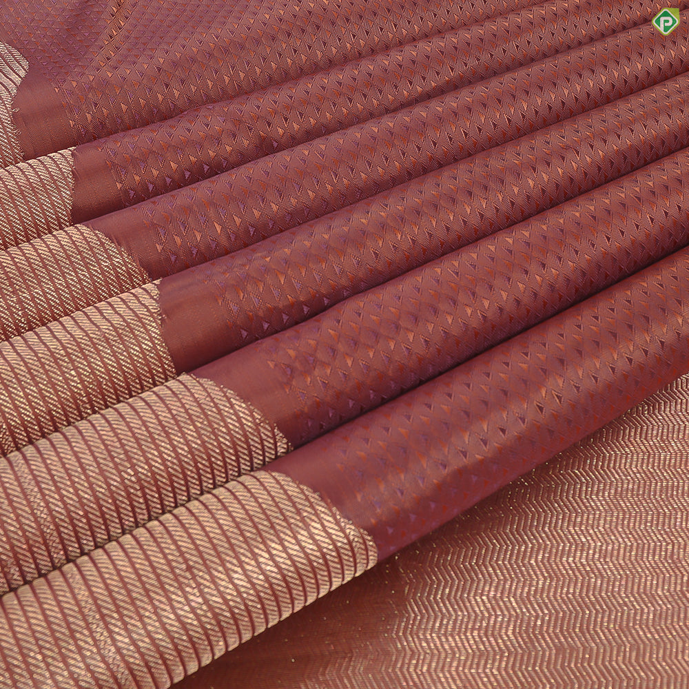 Syrup Brown With Honey Orange Silk Thread Rose Gold Zari Turning Border Bridal Silk Saree