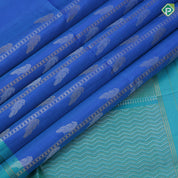 peacock blue silver gold zari bird on ladder design peacock green gold zari lines border soft silk saree