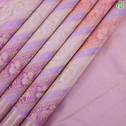 Lavender base multi color silver gold zari butta rangoli lines self mango butta border exclusive bridal silk saree