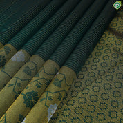 Bottle Green With Silver Zari Fancy Ikkat Design Butta Border Trendy Designer Silk Saree