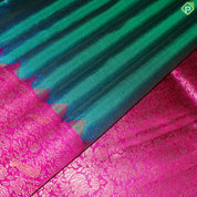 Peacock Green Gold Zari With Pink Color Flower And Birds Design Traditional Silk Saree