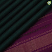 Bottle green plain weaved Purple gold zari edge border plain traditional vintage silk saree