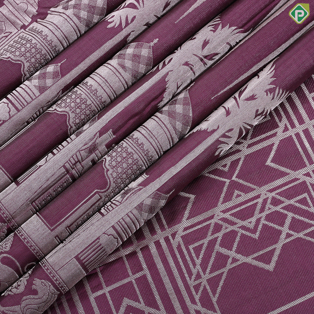 Wine color silver zari Taj Mahal Weaved And Inspired Signature edition trendy designer silk saree