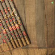 Onion Pink With Beige Big Flower Digital Print Motifs Pure Tussar Silks Saree