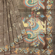 Lavender Pink Colour Small Floral Print With Mirror Work Motifs Pure Tussar Silks Saree