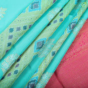 Rexona Green silver Gold Zari Butta Ikkat Pochampalli silk saree